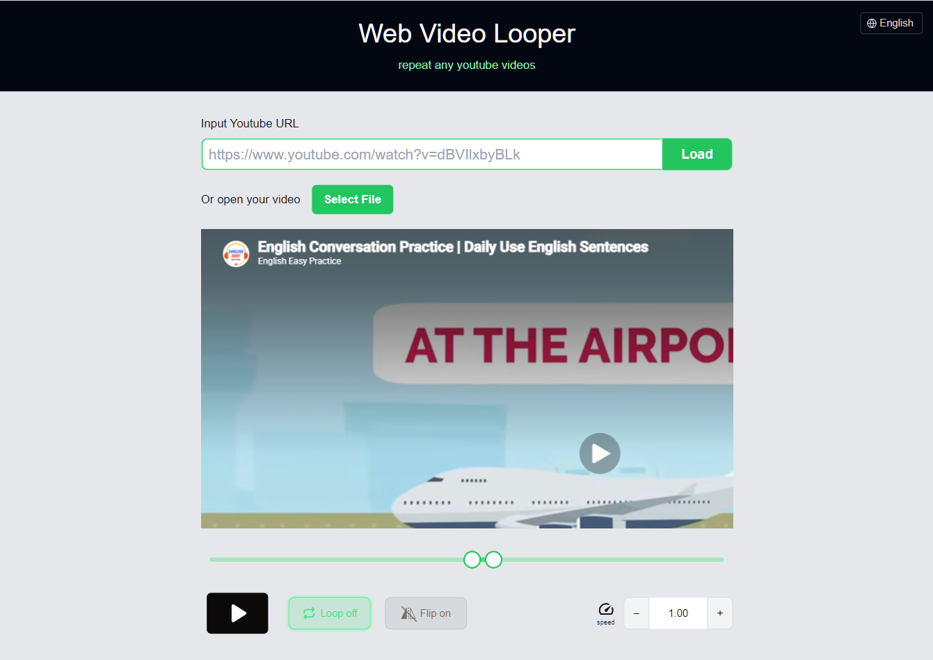 Web Video Looper top screen